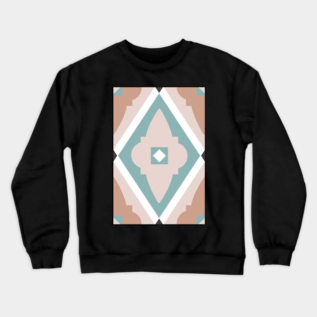 Abstract geometric diamond pattern white, sand color and light green Crewneck Sweatshirt by colorofmagic